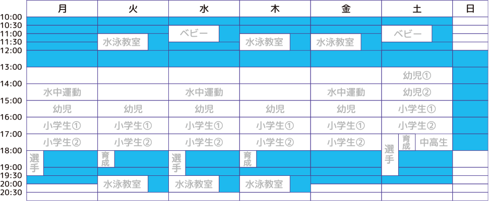 フリーコースの日程の表